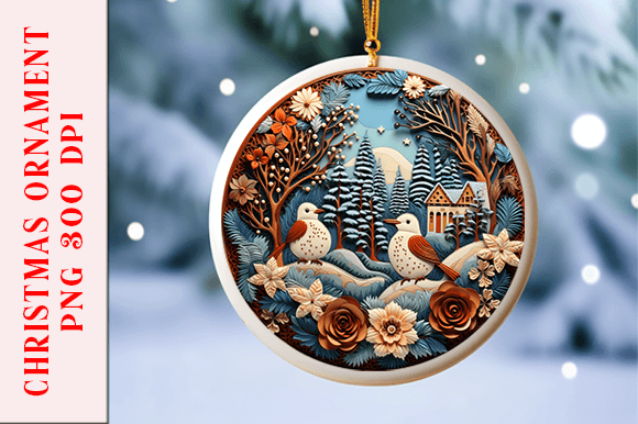 Cute Embroidery Look Bird Ornament Design