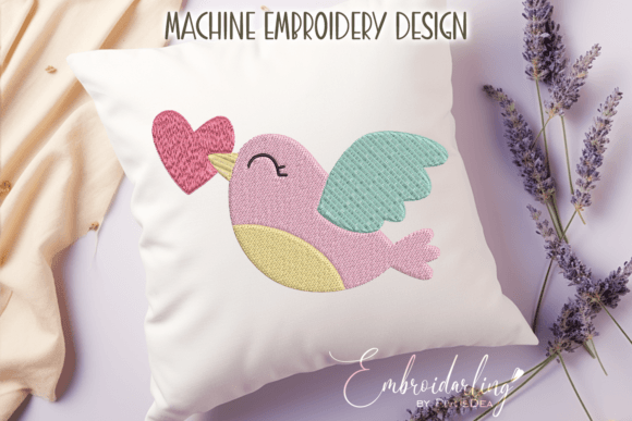 Valentine's Day Bird Embroidery Design